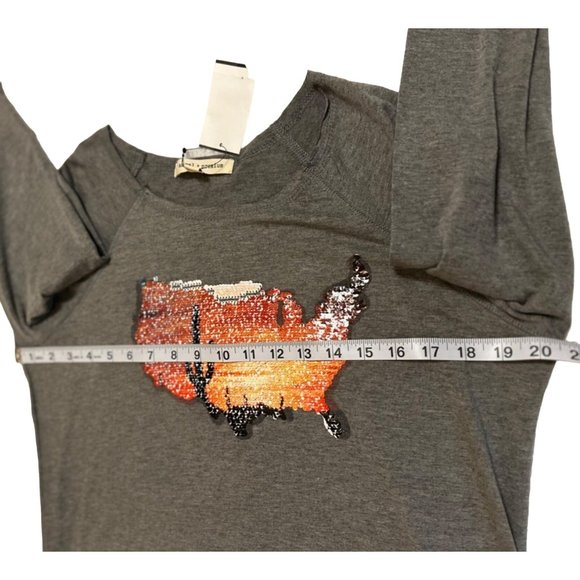 Women's Long-Sleeve Raglan Top Grey by Angel + Premium Polyester Blend Size L - Picture 9 of 9